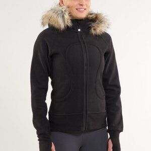 Lululemon Scuba Hoodie Fur Hood Black | Classic Cozy Zip-Up